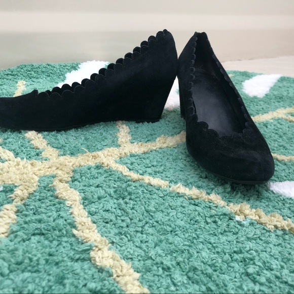 Suede Wedge Heels with Scalloping - Picture 2 of 4